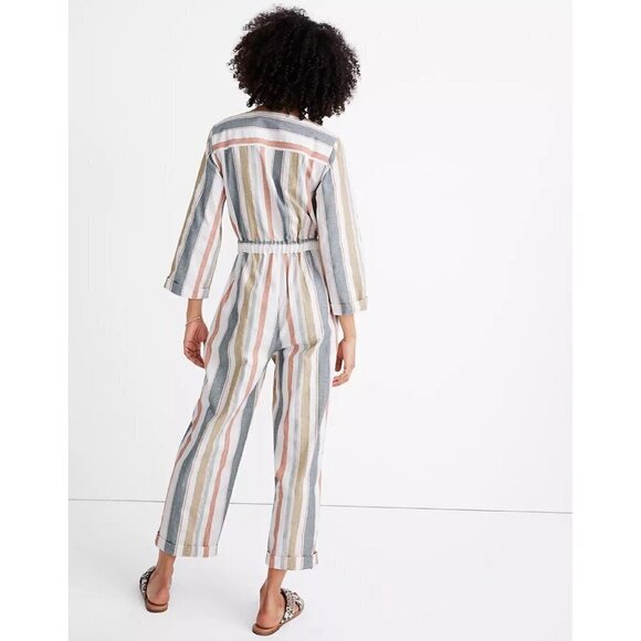 Madewell striped zip up Jumpsuit - Picture 4 of 9